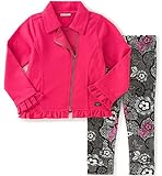 Calvin Klein Little Girls' Toddler French Terry Jacket with Leggings Set, Pink, 3T