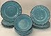 Le Cadeaux Allegra Turquoise Dinner Plates, Accent Plates & Cereal Bowls 12-Piece Dinnerware Set (Service for four)