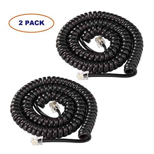 Telephone Handset Cord, 2 Pack Landline Handset Cord Cable (7.5Ft Uncoiled, 1.5 Ft Coiled) Telephone Accessory