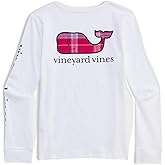 Vineyard Vines Girls Girls' Party Plaid Whale Fill Long-Sleeve Pocket Tee