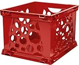 Storex Large Storage and Transport File Crate, 17.25 x 14.25 x 10.5 Inches, Red (STX61564U01C)