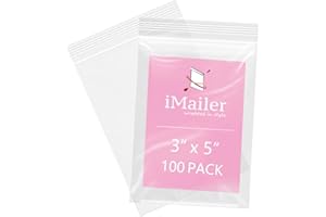 100 Pcs- 3" x 5", 2 Mil Reclosable Plastic Zip Poly Bags- Clear Resealable Sealing Storage Ziplock Bag for Photo, Jewelry, Ba