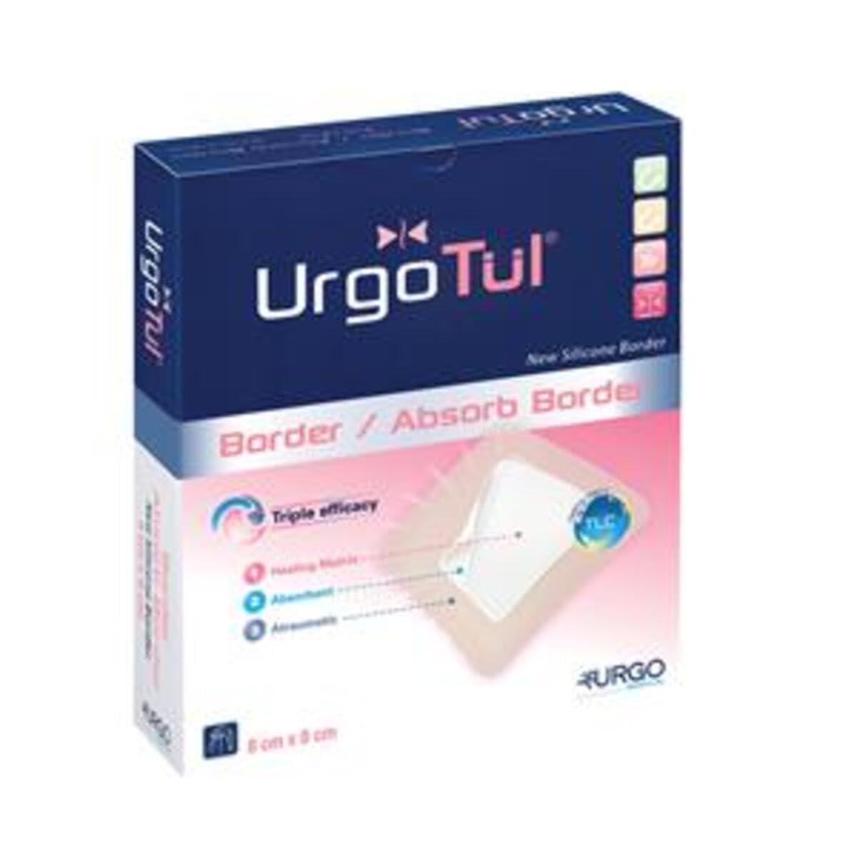 UrgoTul D072890 Absorb Border Dressing, 8cm x 8cm, Pack of 10