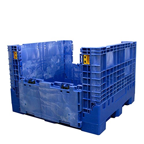 New Blue Collapsible Bulk Container (2 Doors) Exterior 45W x 48" L x 34" H - Superior Quality and Value - Made in USA (Only 20 pcs Left)