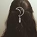 Niceyo Ladies Retro Moon Crescent Hair Clip Natural Stone Pendant Hairpin