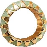 MMIUAEG Chunky Multicolored Cuff Bangle Bracelet Geometric Bohemian Mixed Color Stretch Bangle for Women Acrylic Beaded Wristband Bracelet Statement Party Jewelry