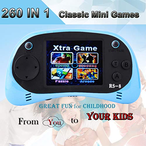 Beico Kids Handheld Games, Built in 260 Old Style Classic Video Retro Games Can Plug & Play on TV 2.5" Arcade Electronic Gaming System Birthday Present for Children (Blue)