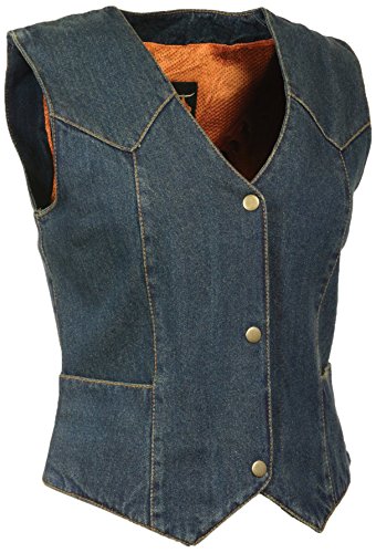 Milwaukee Women's 4 Front Snap Denim Vest (Blue, 4X-Large) (14/12 OZ DEN)