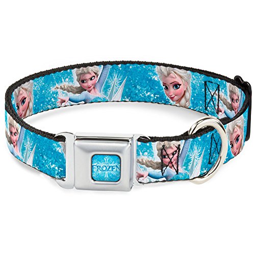 Buckle-Down DC-WDY184-M DYEA FROZEN Logo Full Color Blues Dog Collar, Medium/11-17"