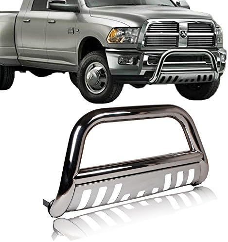 Mircopower Bull Bar Skid Plate Front Push Bumper Grill Grille Guard Brush 3" Chrome Stainless Steel for 2009-2016 Dodge Ram 1500