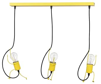 Kinderzimmer Lampe Gelb verspielt 3-flammig E27 Superheld Kinderlampe Leuchte Decke Mädchen Jungs