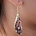 SUNYIK Natural Quartz Geode Agate Slice Dangle Earrings,Light Color Crystal Druzy