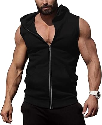 mens hooded sleeveless top