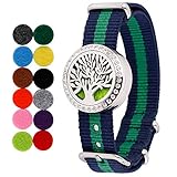 RoyAroma Aromatherapy Essential Oil Diffuser Bracelet, Stainless Steel Locket Bracelet Fabric Wristband with 12 Colors Refill Pads