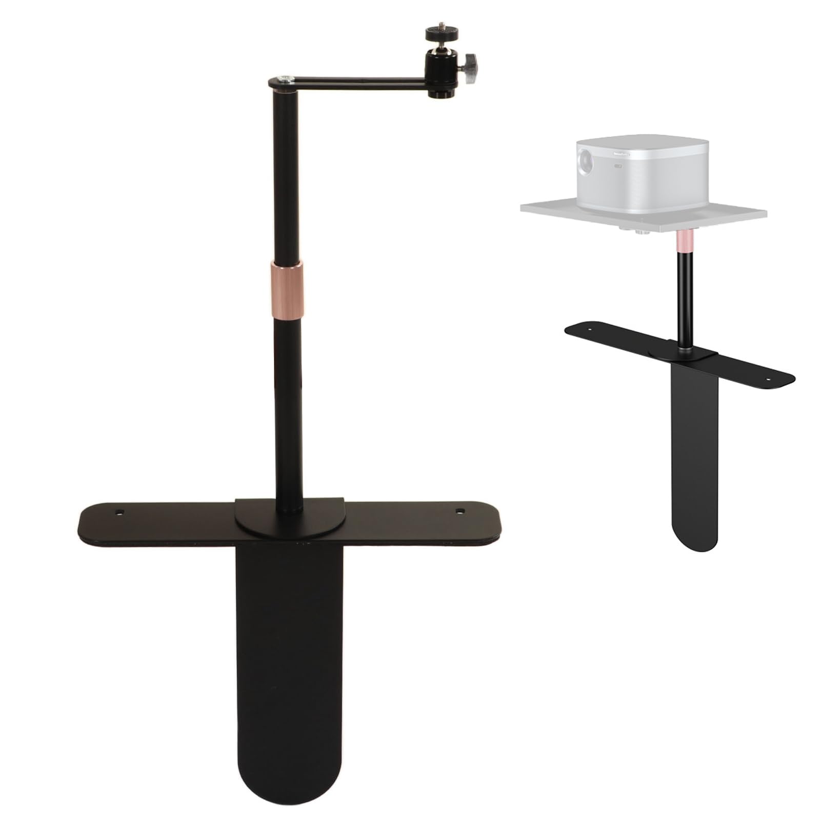 ciciglow Projector Stand, 24‑40cm Adjustable Height Portable Bedside Sofa Wall Projector Mount Holder with 1/4in Thread, 360° Rotation and 90° Tilting (Black)