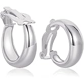 FAMARINE Clip on Earrings for Women,Simple Chunky Chunky Tube Hoop Clip Earrings No Piercing Earrings
