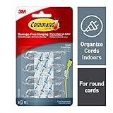 Command Cord Clips, Clear, 8 clips, 12 strips, Small (17302CLRES)