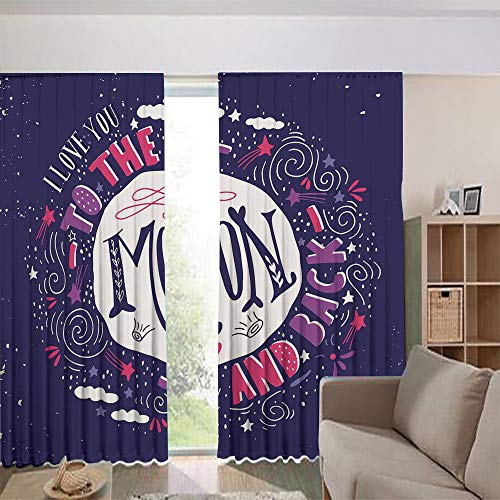 iPrint Children's Room Curtains Thermal Insulated Blackout Curtain Window Curtains,Sky Clouds Earth Shooting Stars Wish Together 84Wx84L Inch