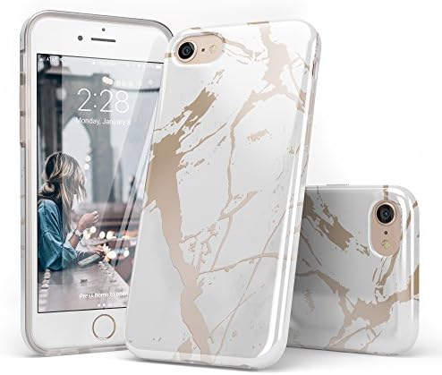 Casely iPhone SE (2020), 8, 7, 6/6s Phone Case - White Rose Gold Marble Case - 360 Degree Coverage for Your Phone - Precise Cutouts, 1mm Raised Lip Camera Protection - Classic