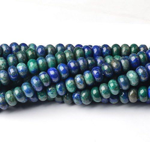 Strand of 70+ Blue/Green Chrysocolla 5 x 8mm Plain Rondelle Beads - (CB39960-2) - Charming Beads
