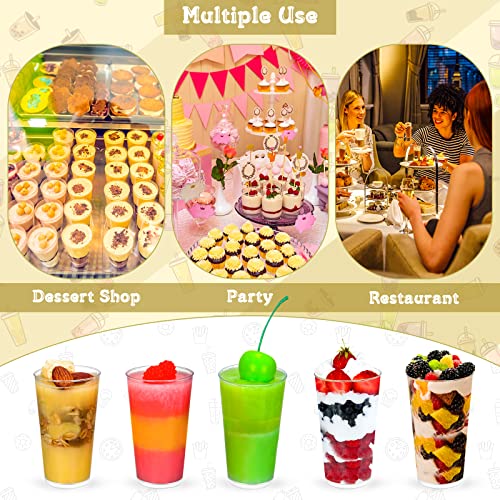 3 oz Clear Plastic Mini Dessert Cups with Spoons Shooter Round Dessert