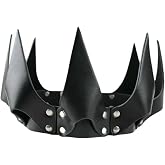 KIPETTO Gothic Leather Crown Black Halloween Costume Headdress Adjustable Gothic Headband for Halloween Masquerade Wedding Birthday Party
