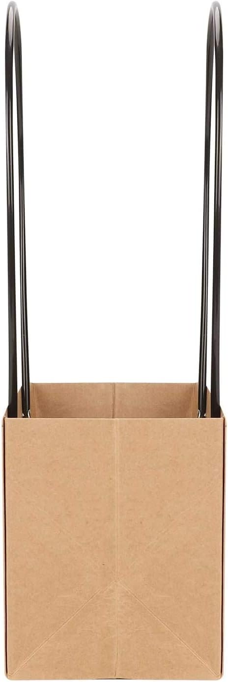 Shiwaki 5pcs Kraft Paper Flower Gift Bag Box - Waterproof Brown Paper Carrier With Handle Tote for Birthday Wedding Party Favors - Image 4