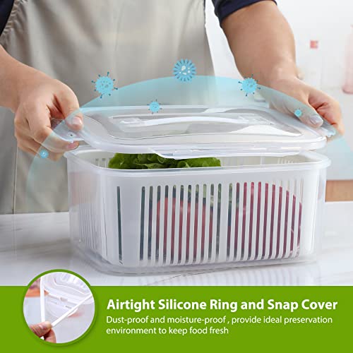 Luxear Produce Contenedores de Almacenamiento sin Bpa, Almacenamiento de Verduras y Frutas Frescas con Sistema de Control de Ventilacion y Division Ajustable, 5 Contenedores 0.7+1.35+2.3+3.8+5.8 L, Blanco