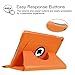 Fintie iPad Case - 360 Rotating Stand Cover with Auto Sleep/Wake for iPad 9.7 inch (2018/2017, Air 2, Air, Pro) - Orange, Faux Leather, Hard Shell, Portable Use