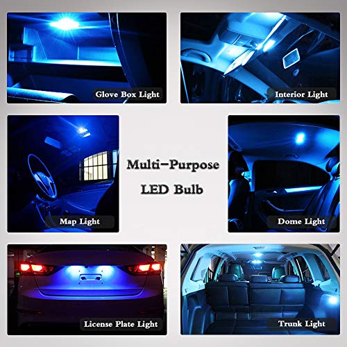 LEDKINGDOMUS 20 Pcs 42mm 8SMD Festoon LED Bulb Interior Map Dome Lights Bulbs 211-2 578 (Blue)