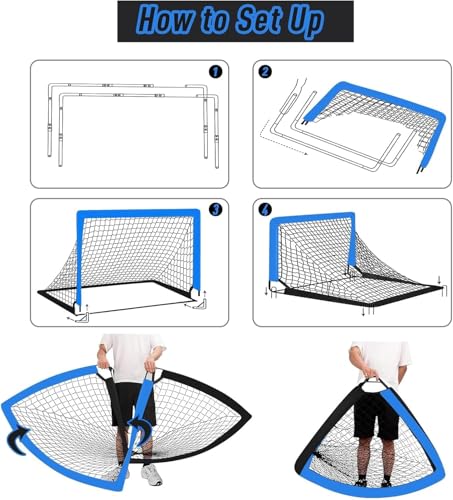 MIAOKE 1/2 Pcs Portable Soccer Goal of 4X3 FT for Backyard, Portable Football Goal Training Equipment with Football Cones, Carry Bag, Practice Net for All Ages Games, Sports
