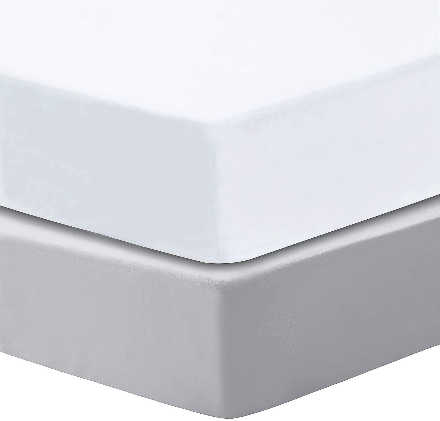 Dudu N Girlie Fitted Cot Sheets 120x60 cm | Soft Cotton, Hypoallergenic, Elasticated, Breathable, Easy-Care Baby Bedding (Pack of 2, White & Grey)