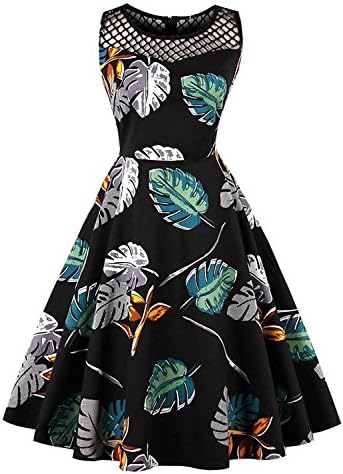 Crissiste 50s Retro Floral Spring Garden Rockabilly Swing Party Dress for Women GreenX-Large