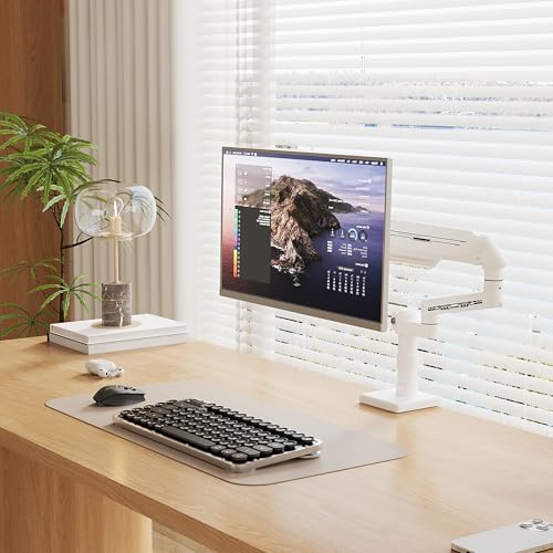 Fydeamer Monitor Stand With Extention Arm for 17-32 inch Screens, Heavy Duty Gas Spring Fullmotion Monitor Mount holds 2-11kg, LED/LCD Display Arm, VESA 75×75/100×100, White