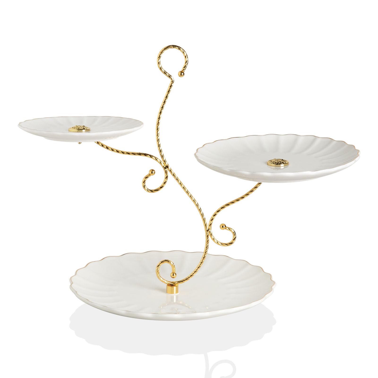 Photo 1 of **MISSING HARDWARE PACKAGE**Sweejar 3 Tier Ceramic Cake Stand Wedding, Dessert Cupcake Stand for Tea Party Serving Platter (Bright White)