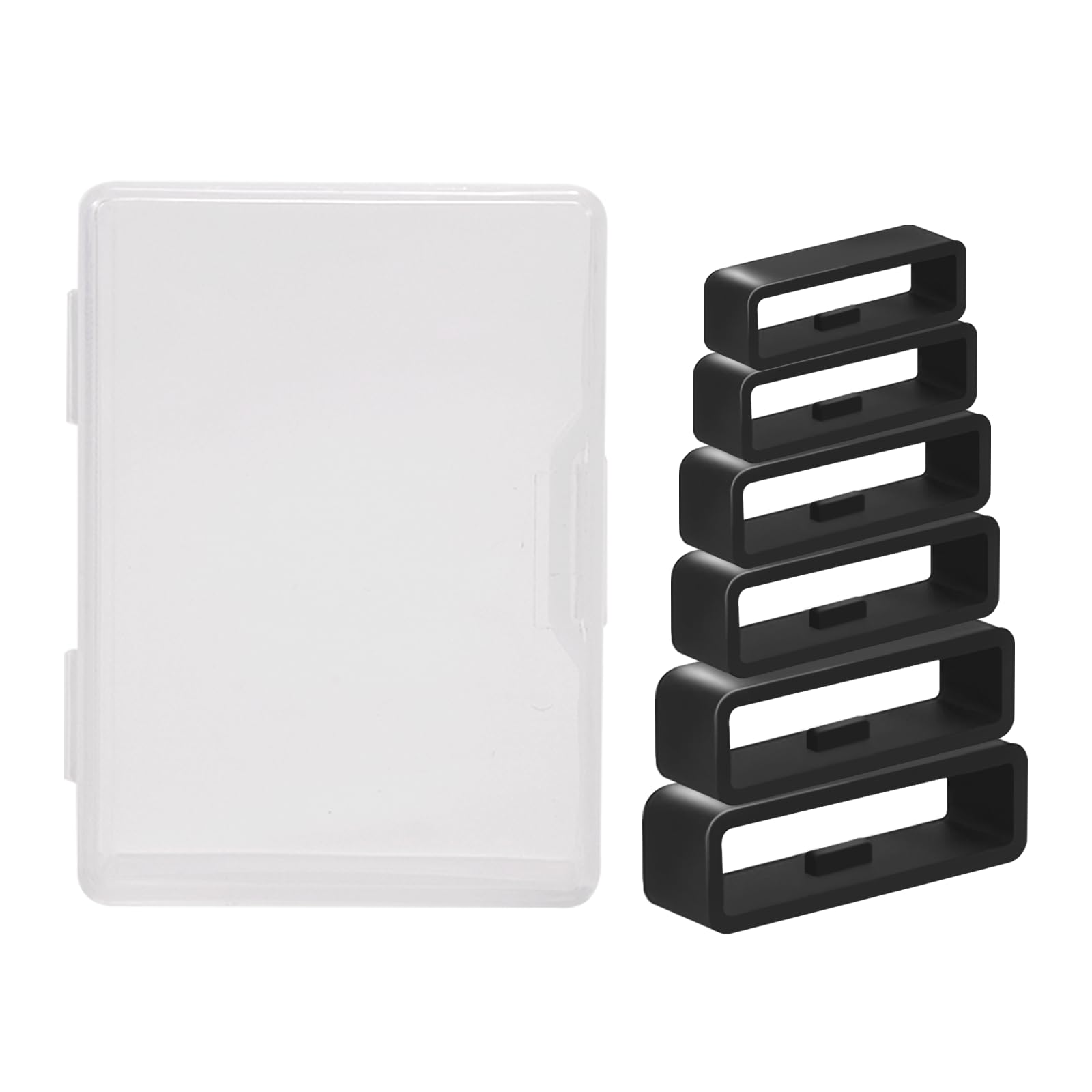 Vnsuyo 6 Pcs Watch Band Keepers, 16mm/18mm/20mm/22mm /24mm/26mm Watch Strap Holder Loops Retainer, Black Silicone Watch Band Fastener Rings Replacement Parts for Smart Sport Watches