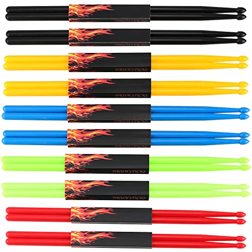 JAPCHET 10 Pairs 5A Nylon Drumsticks, Exercise Professional Plastic