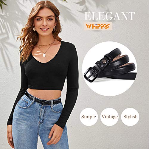 Women Skinny Leather Belt Thin Waist 