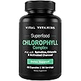 Vital Vitamins Chlorophyll Pills - Body Deodorizing Supplement - Made with Spirulina, Chlorella, Organic Parsley, Mint, & Activated Charcoal - Defeat Odor Naturally - for Women & Men - 60 Capsules
