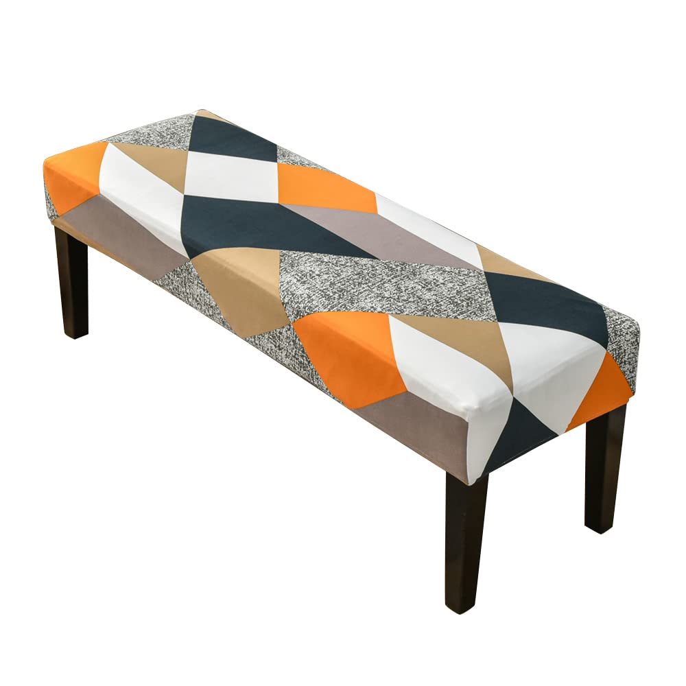 CHNSHOME Dining Room Bench Covers Stretch Spandex Bench Slipcover Printed Bench Protector for Living Room Bedroom Kitchen