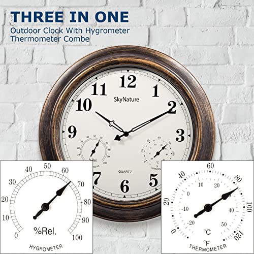 SkyNature Large Outdoor Clocks with Thermometer and Hygrometer 18