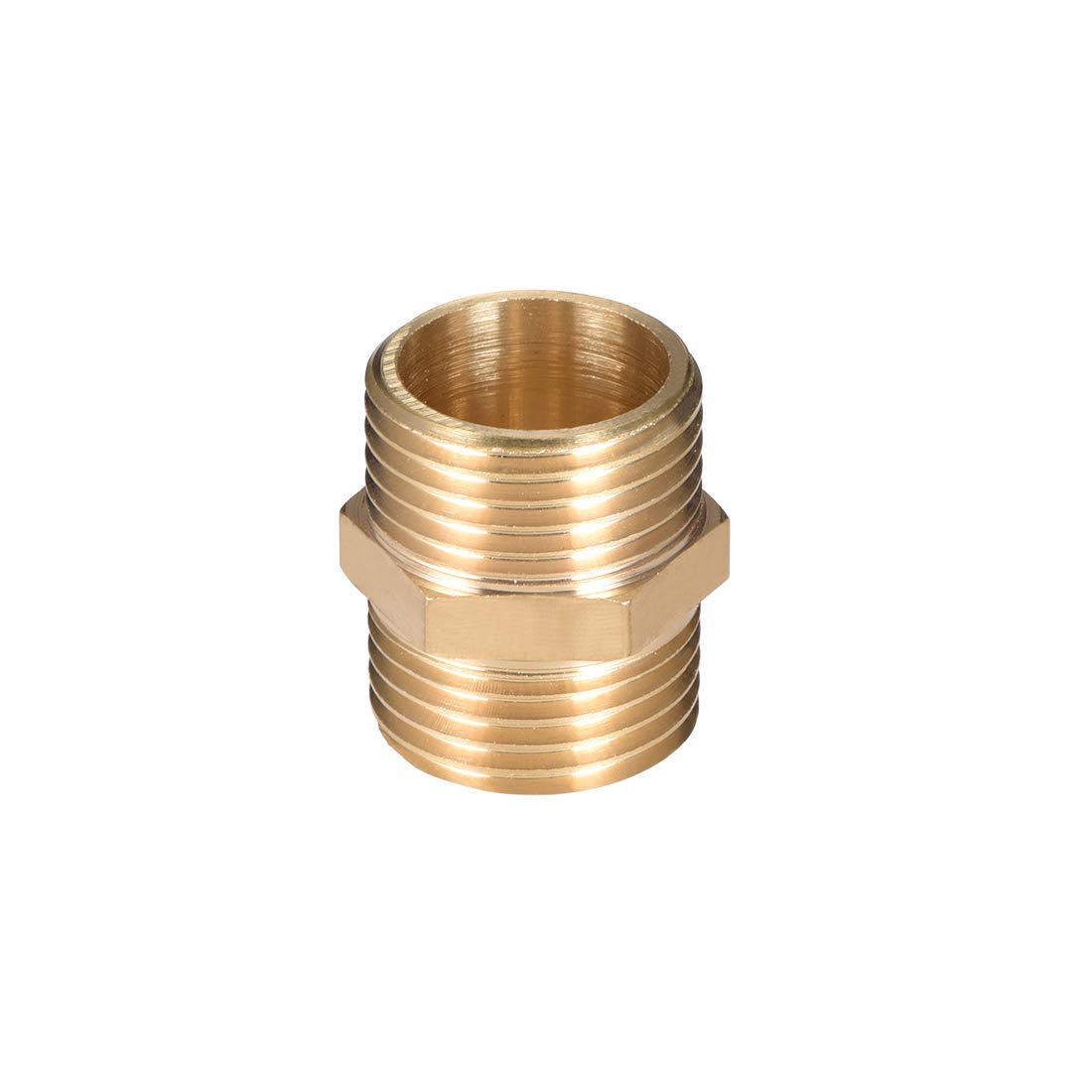 Sourcing Map Brass Hex Fitting - Straight Pipe Connector: G1/2 x G1/2 Male Thread