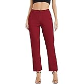 EXCHIC Women's Elastic Waisted Pants Business Work Casual Straight Leg Slacks with Pockets