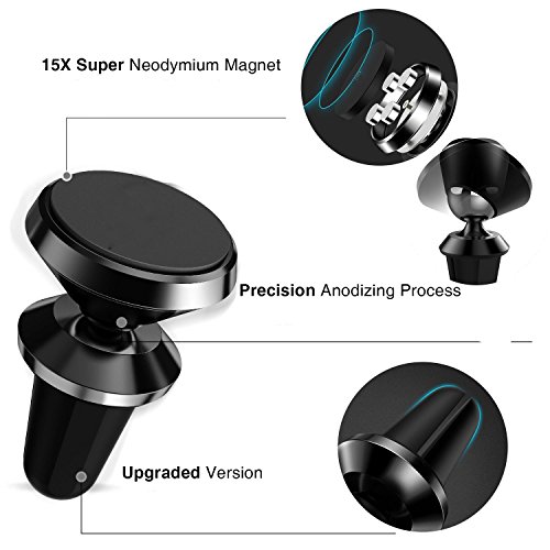Car Phone Mount Holder,HETBEES Universal Air Vent Mobile Phone Magnetic Car Holder Cradle 360° Rotation Cell Phone GPS Mount for Smartphone, iPhone X/8/7/6/6S/5/,Samsung,LG,HTC and Tablet