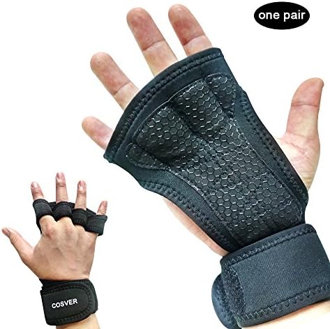 COSVER Crossfit &amp; Weightlifting Gloves for Cross Training,Weight Lifting,WODs,Gym Workout,&amp; Fitness. Non-slip Hand Protection for Men &amp; Women (One Pair) (Large)
