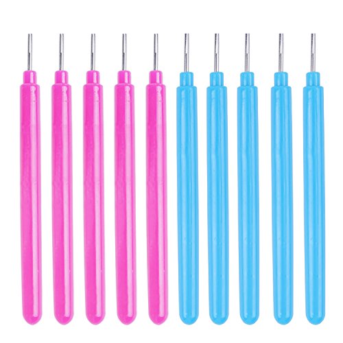 BronaGrand Pack of 10 Craft DIY Slotted Paper Quilling Tools (10.5cmx1cm, Rose and Blue)