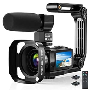 Video Camera Camcorder, 2.7K Ultra HD YouTube Vlogging Camera, 36MP IR Night Vision Digital, 3.0″ IPS Touch Screen,16X Digital Zoom Video Camcorder with Microphone Handheld Stabilizer Remote Control
