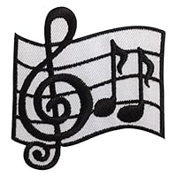 Note Music Iron on Patches Embroidered Black