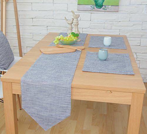 Navy Blue Vintage Cotton Linen Blend Fabric Table Runner Double Layer 12 x 71 Inch For Party Holiday Christmas New Year Events Wedding Home Kitchen Bedroom Decor Dresser Cover