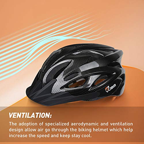 JBM Adult Cycling Bike Helmet Specialized for Men Women Safety Protection CPSC Certified (18 Colors) Black/Red/Blue/Pink/Silver Adjustable Lightweight Helmet (Black (New), Adult)